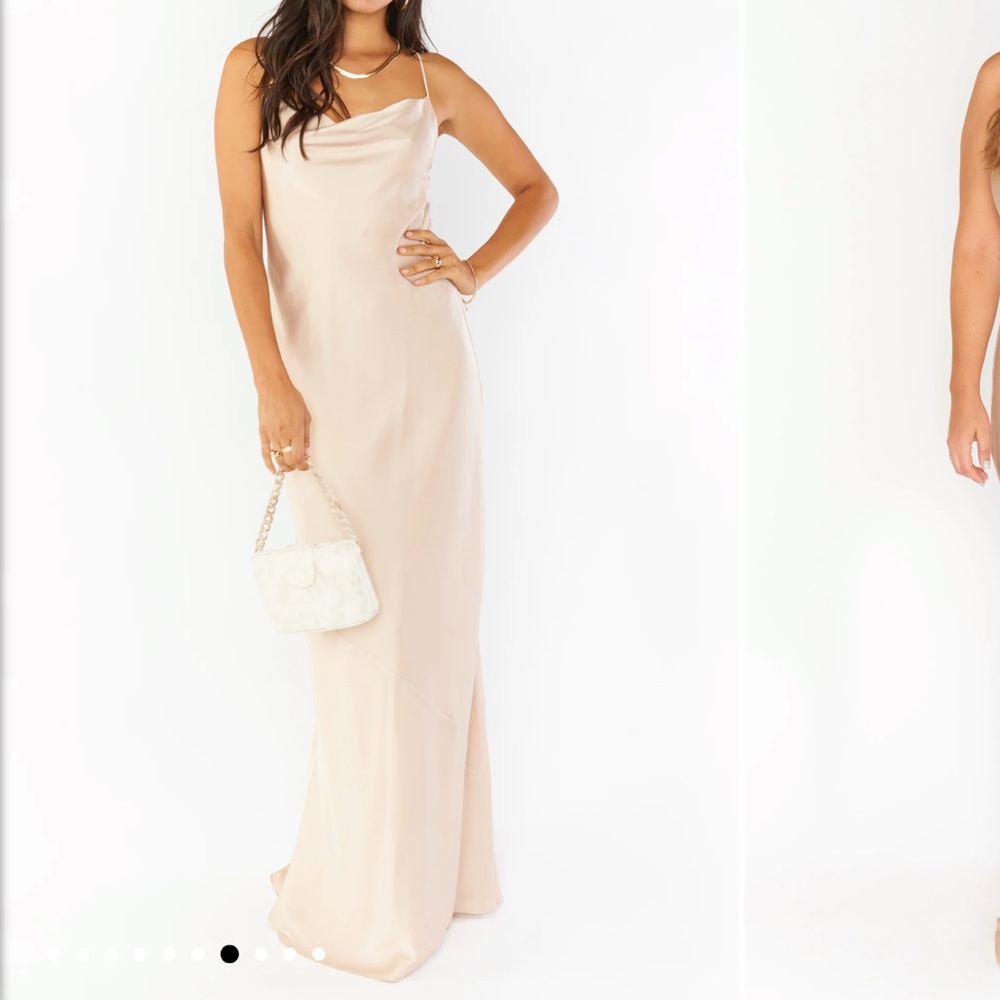 Show Me Your Mumu Tuscany Maxi Slip Dress Champagne Luxe Satin Size Small